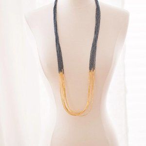 Gunmetal and Gold Seed Bead Necklace. Stunning!
